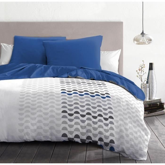 Home Linge Passion AMBROISIE Juego nórdico de microfibra, 1 funda nórdica 220x240 cm y 2 fundas de almohada 63x63 cm, Azul 2 Home Linge Passion AMBROISIE Juego nórdico de microfibra, 1 funda nórdica 220x240 cm y 2 fundas de almohada 63x63 cm, Azul 2