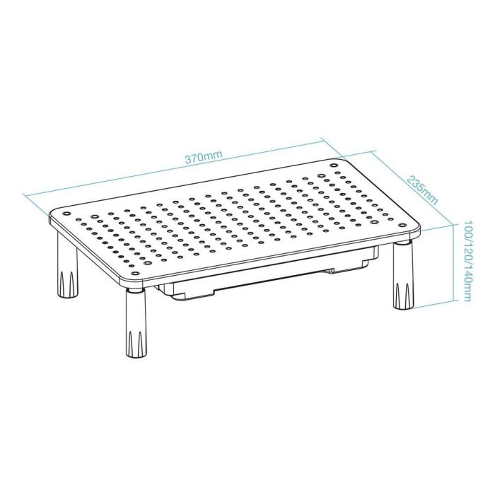 TooQ Soporte Monitor TQMR087 Elevador Multiusos Portátil Cajón Negro hasta 20kg Ergonómico 6