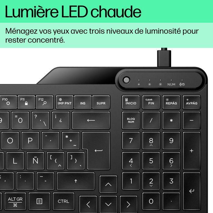 HP Teclado Retroiluminado Cableado 400 con 12 Teclas Programables