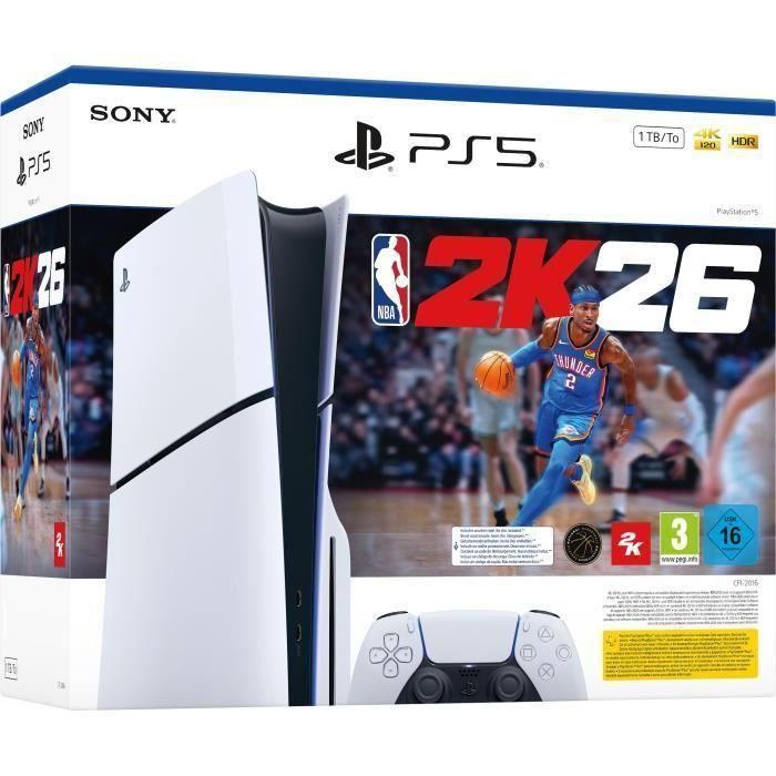 Sony PS5 Slim HBPS5STDNBA2K26 - Pack Consola PlayStation 5 + NBA 2K26 (Código en Caja)