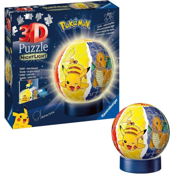 Ravensburger Rompecabezas 3D Pokémon Bola 72 Piezas - Puzle Iluminado con Base de Lámpara - Montaje Sencillo sin Pegamento, Edad 6+ 1 Ravensburger Rompecabezas 3D Pokémon Bola 72 Piezas - Puzle Iluminado con Base de Lámpara - Montaje Sencillo sin Pegamento, Edad 6+ 1