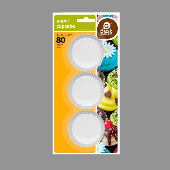 Best Products Moldes Papel para Magdalenas Blanco Ø4 x 2,5 cm Blister 80 Unidades 1