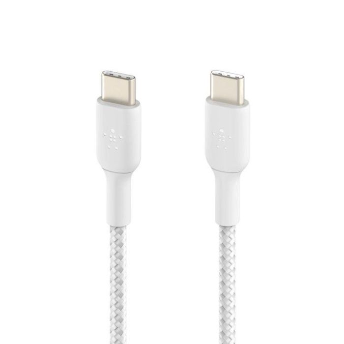 Belkin CAB004BT1MWH Cable Trenzado USB-C a USB-C 1m Blanco, Carga Rápida y Transferencia de Datos 3