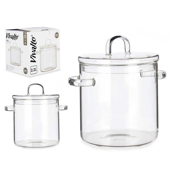 Vivalto Olla de Borosilicato 2200 ml, 15.3x19.5x21 cm, Transparente, Apta Horno y Microondas (6 Unidades) 0 Vivalto Olla de Borosilicato 2200 ml, 15.3x19.5x21 cm, Transparente, Apta Horno y Microondas (6 Unidades) 0