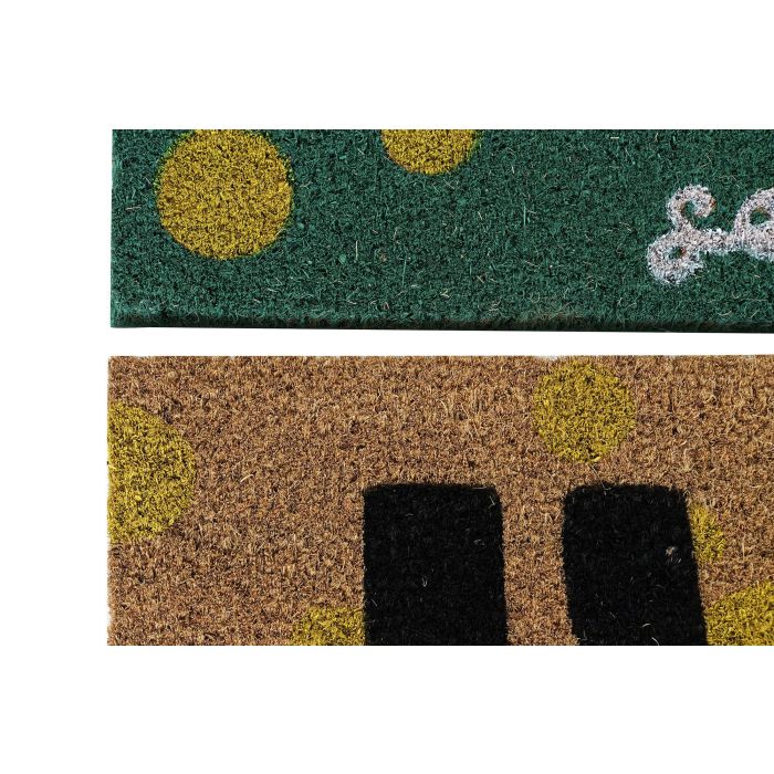 DKD Home Decor Felpudo Básicos Verde Marron Fibra de Coco Goma 40 x 1.5 x 60 cm (2 Unidades) 1