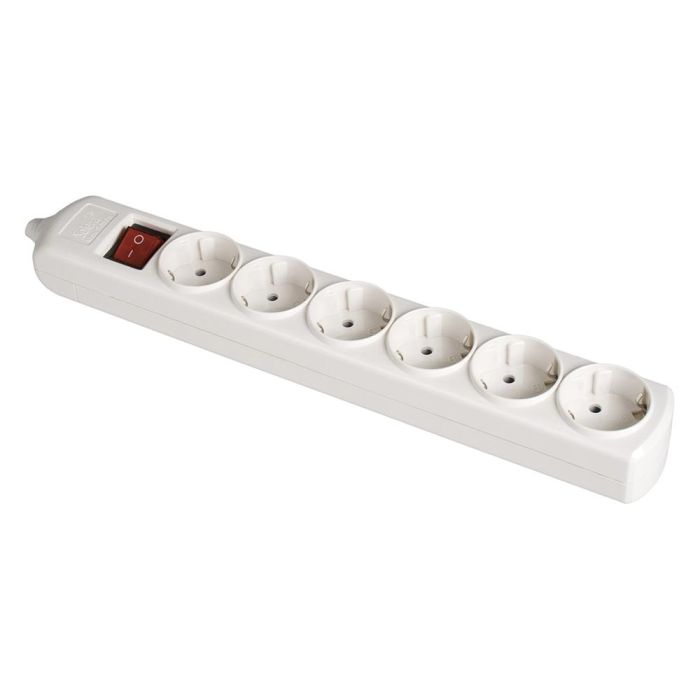 Solera Base múltiple bipolar 6 tomas T/TL 10/16A 250V blanco con interruptor luminoso