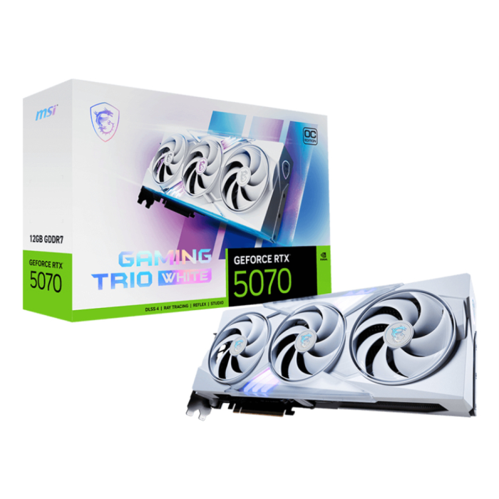MSI GAMING GeForce RTX 5070 12G TRIO OC WHITE NVIDIA 12 GB GDDR7 MSI GAMING GeForce RTX 5070 12G TRIO OC WHITE NVIDIA 12 GB GDDR7