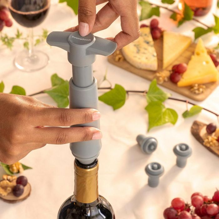 Bomba de Vacío y Tapones para Vino Winuum InnovaGoods (4 tapones) Bomba de Vacío y Tapones para Vino Winuum InnovaGoods (4 tapones)