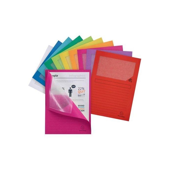 Exacompta Subcarpeta Forever A4 C-Ventana 130 gr Paquete De 25 Colores Surtidos - Amarillo, Azul claro, Azul vivo, Blanco, Lila, Rojo, Rosa, Fucsia, Verde prado, Verde vivo