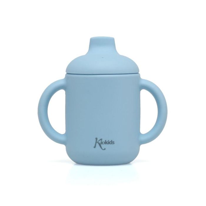 KioKids Taza de Silicona Azul para Bebés +4 Meses, con Asas y Boquilla, 120ml, Uso Alimentario, Apta Microondas/Lavavajillas 2