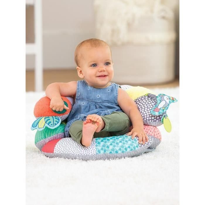 Infantino Cojín de actividad Tummy Time 2 en 1 para bebés de 0 a 18 meses, desarrollo muscular, Gris y Multicolor 5