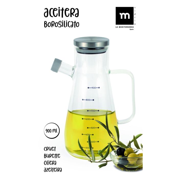 La Mediterran Aceitera de Borosilicato con Tapa de Acero Inoxidable 900ml - 16x10.8x22.2 cm 8