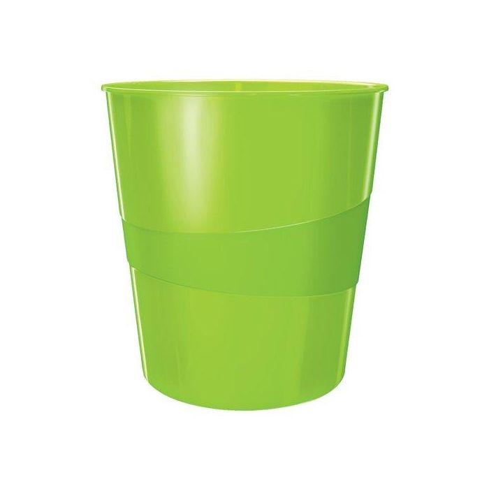 Papelera Plastico Cerrada Leitz Wow 15L Verde