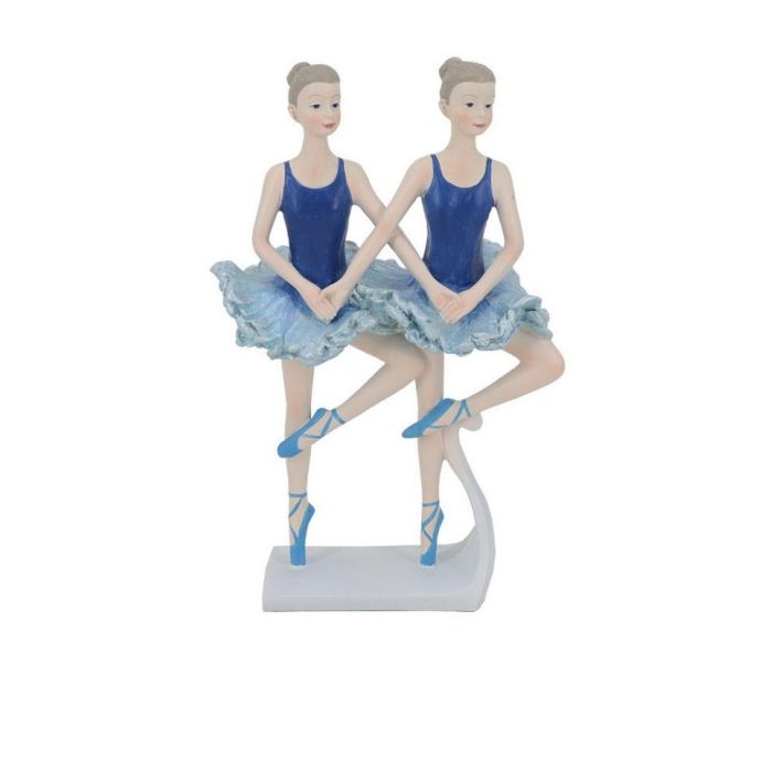 DKD Home Decor Figura Romántica de Bailarinas de Resina Azul 7.5 x 21.5 x 14 cm