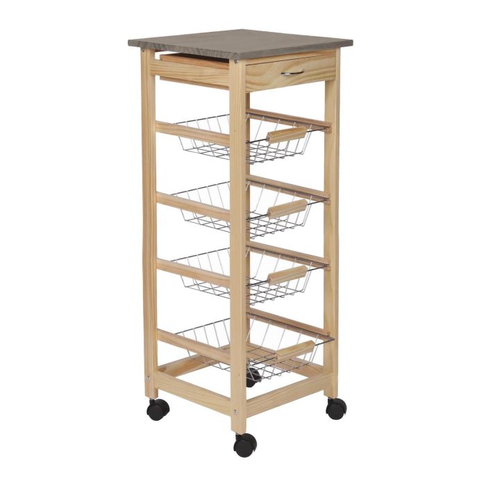 Inde Carrito Verdulero 4 Niveles con Cajón Moblekit 38 cm (Ancho) x 15.5 cm (Alto) x 76 cm (Largo) 1