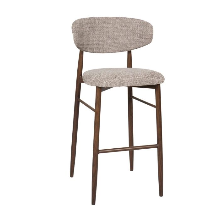 DKD Home Decor Taburete Urban Metal y Poliéster Beige y Nogal, 55 x 104 x 52 cm, Altura Asiento 75 cm (2 Unidades)