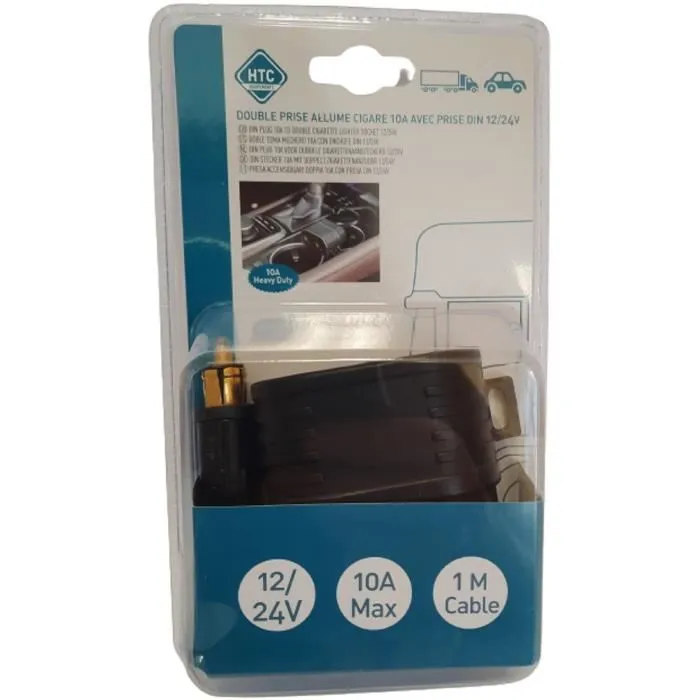 Htc Equipement HTC3513765118912 Toma de Mechero Doble 12/24V con Fusible 10A 1