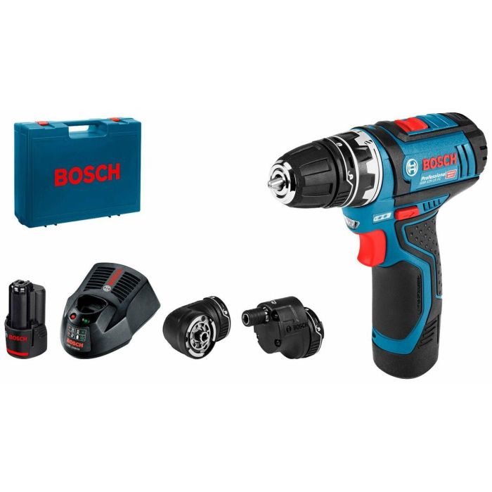 Taladro Atornillador BOSCH PROFESSIONAL Flexiclic GSR 12V-15 FC + 2 baterías 2,0Ah + GAL 1230 CC 6