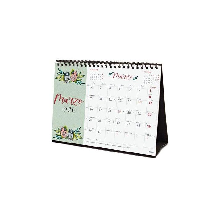Finocam S-210x150 mm Mv Calendario de Sobremesa 2026 The Flower Journal para Escribir, Planificación Anual, Espiral Doble