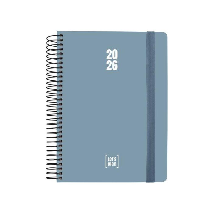 Agenda Anual (2026) Grafoplas Colors Espiral Tapa Extradura Con Goma A5 210X150 D/P Azul Plomo