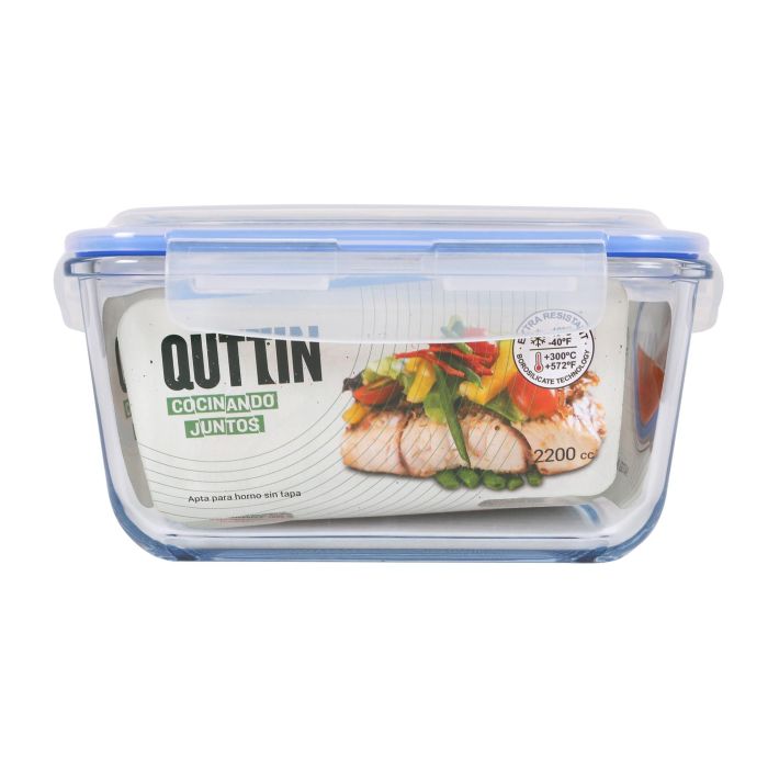 Quttin Fiambrera Cuadrada Hermética 20 x 20 x 10.7 cm 2.2L (4 Unidades) 1