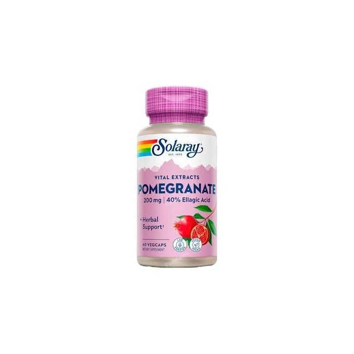SOLARAY Granada Pomegranate 200mg 60 Cápsulas con Ácido Elágico Apto para Veganos