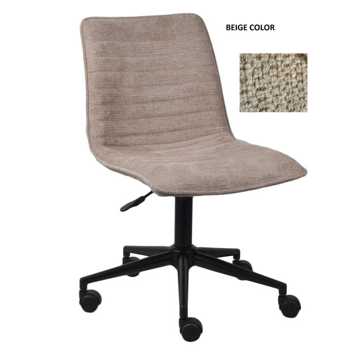 DKD Home Decor Silla de Oficina Beige con Ruedas 54.5 x 78.5 x 44.5 cm Poliéster y Metal