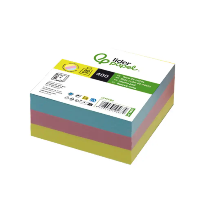 Liderpapel Tacos de Papel sin Encolar Colores 400 Hojas 95x90x40 mm 80 gr 1