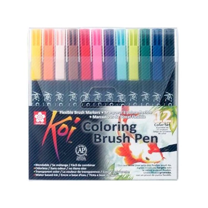 Talens sakura rotuladores punta pincel koi colouring brush pen estuche de 12 c/surtidos Talens sakura rotuladores punta pincel koi colouring brush pen estuche de 12 c/surtidos