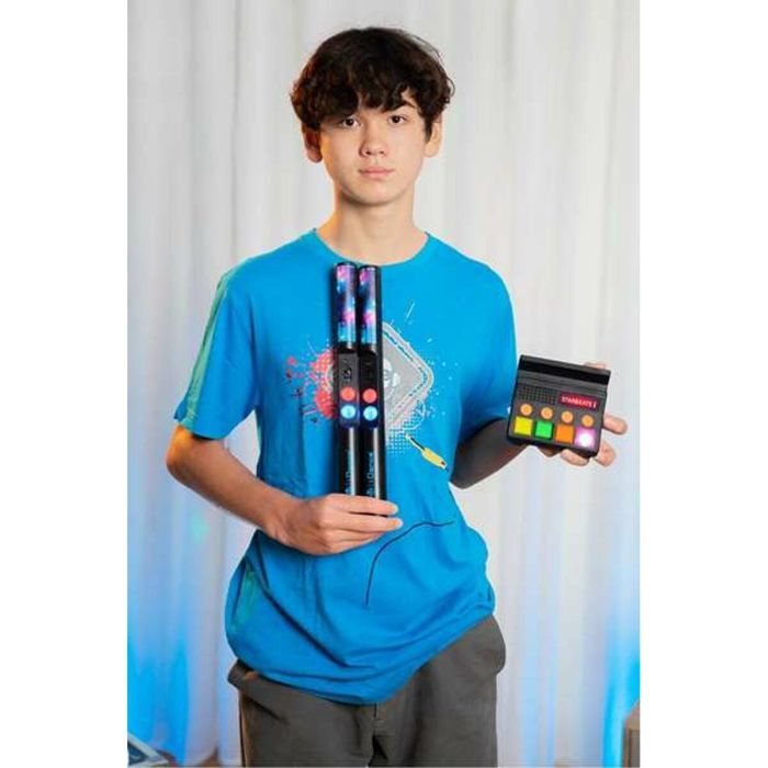 iDance Baquetas de Batería Inalámbricas con Altavoz y Sonido, Plástico Negro 35x3 cm, para 8 Años, Batería Litio Incluida 1 iDance Baquetas de Batería Inalámbricas con Altavoz y Sonido, Plástico Negro 35x3 cm, para 8 Años, Batería Litio Incluida 1