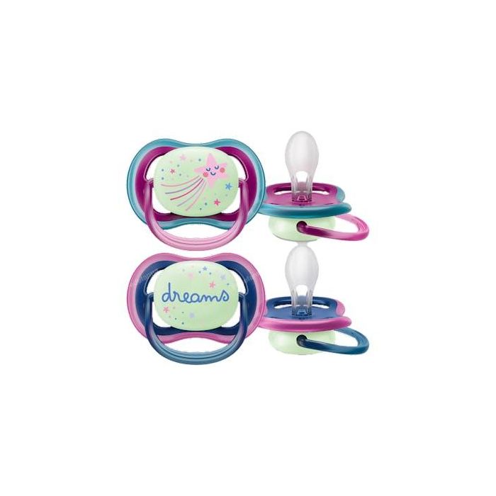 Chupete Ultra Air Noct 6-18 M Estrella/Dream Niña 2 Uds Scf3