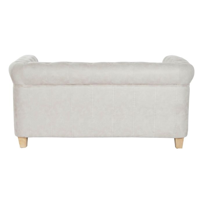 DKD Home Decor Sofá Vintage Capitoné Blanco Natural Poliéster Madera | Desmontable - Ancho 151 cm, Largo 80 cm, Alto 70 cm 6
