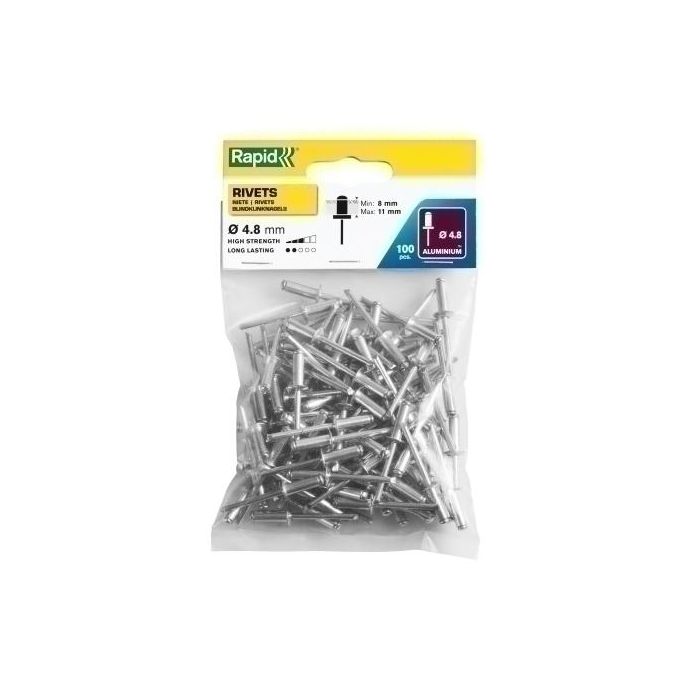 Remaches Rapid Remachadora Ø4,8/ 14 Mm. Aluminio Caja De 100 Remaches Rapid Remachadora Ø4,8/ 14 Mm. Aluminio Caja De 100