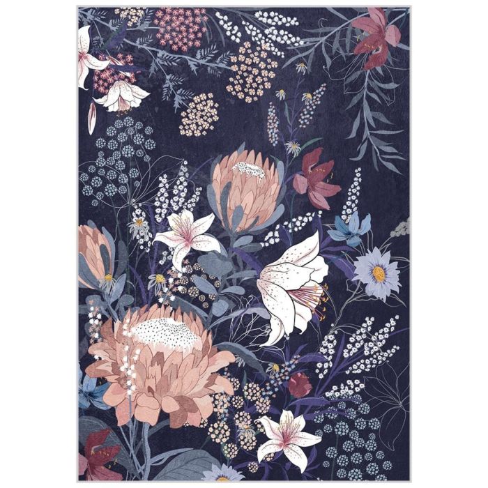 DKD Home Decor Cuadro Moderno de Pared Azul con Diseño de Flores, Material Ps, Juego de 2, 73 x 53 x 4.3 cm