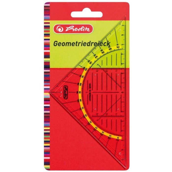 Herlitz 8700304 Geometriedreieck Pequeño de Plástico Transparente 16 cm para Dibujo Técnico