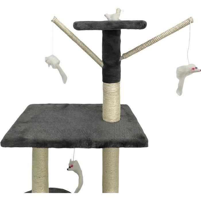JIPSY Rascador para gatos gris oscuro 79 x 34 x 138 cm - 3 plataformas, 1 percha, 1 perrera, 1 escalera, postes rascadores 2 JIPSY Rascador para gatos gris oscuro 79 x 34 x 138 cm - 3 plataformas, 1 percha, 1 perrera, 1 escalera, postes rascadores 2
