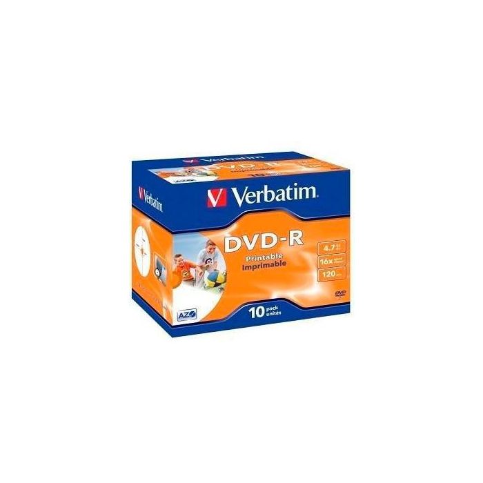 Dvd-R Verbatim Imprimible Capacidad 4.7 grb Velocidad 16X 120 Min Pack De 10 Unidades Dvd-R Verbatim Imprimible Capacidad 4.7 grb Velocidad 16X 120 Min Pack De 10 Unidades