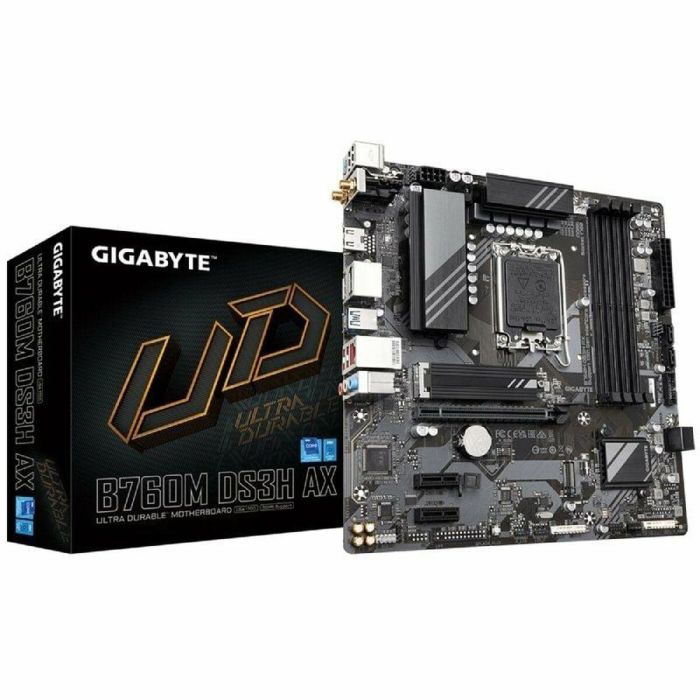 Gigabyte B760M DS3H AX Placa Base mATX LGA 1700 DDR5 Wi-Fi 6E 2.5GbE para Intel Core 14ª Gen 6 Gigabyte B760M DS3H AX Placa Base mATX LGA 1700 DDR5 Wi-Fi 6E 2.5GbE para Intel Core 14ª Gen 6