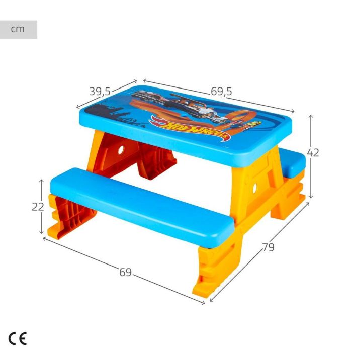 Mesa de picnic infantil hot wheels 42x69x79 cm 1