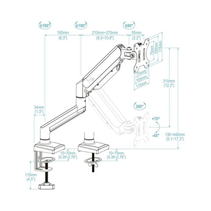 Soporte de Mesa para Monitor TooQ DB1334TNR-B/ hasta 10kg 6 Soporte de Mesa para Monitor TooQ DB1334TNR-B/ hasta 10kg 6