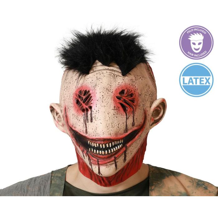 Máscara Zombie Latex Con Cabello Y Efecto Sangriento Para Hombre Adulto Halloween Terror