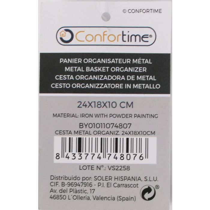 Cesta de metal organizadora Confortime 24x18x10 cm (12 Unidades) 11 Cesta de metal organizadora Confortime 24x18x10 cm (12 Unidades) 11
