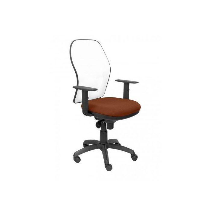 Silla Piqueras Y Crespo Jorquera Brazos Regulables Mecanismo Sincro Con Regulador De Tension Respaldo De Malla Blanca Y Asiento Tapizado Bali Marron
