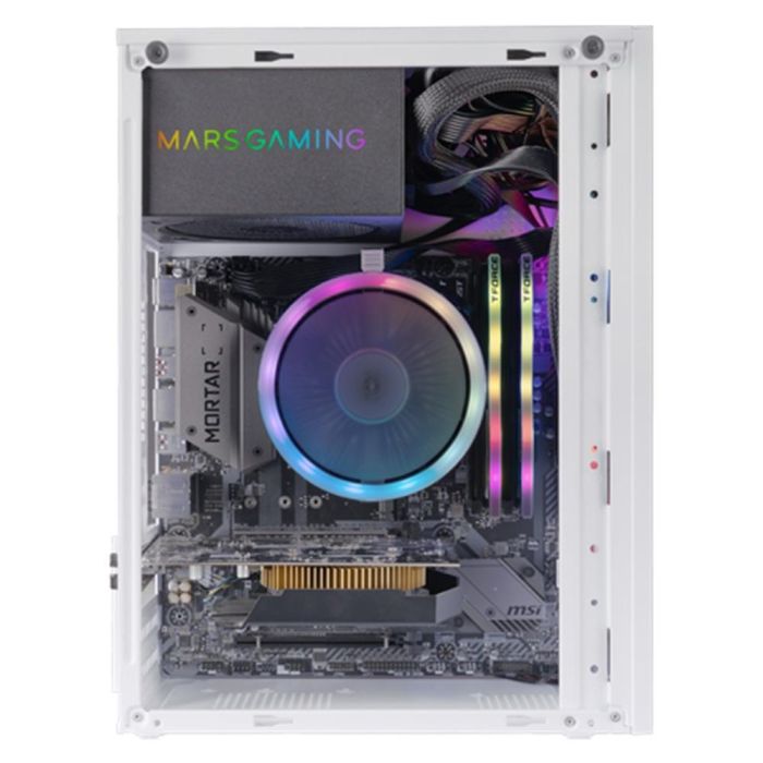 Mars Gaming Caja Gaming Minitorre MC-CORE Blanca con Iluminación RGB y Diseño Frontal Mesh 2