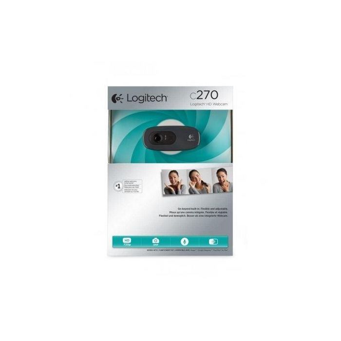 Logitech C270 Webcam HD 720p para Videollamadas y Grabación, Micrófono Reducción Ruido, Ajuste Luz Auto, Clip Universal 3