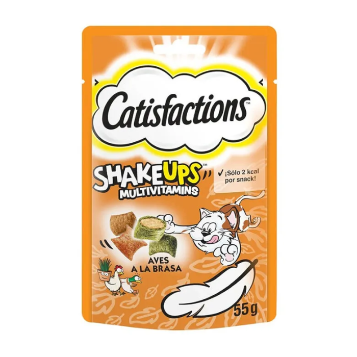 Catisfaction Snacks para Gatos Adultos Aves a la Brasa 6x55 gr - Rico en Proteínas, Multivitaminas
