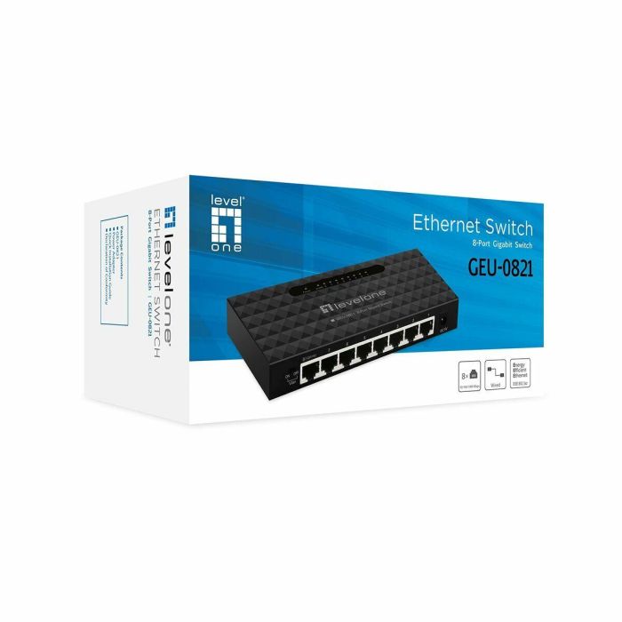 LevelOne GEU-0821 Switch gestionado 8x puertos Gigabit Ethernet 10/100/1000, Full Duplex, montaje en pared 1