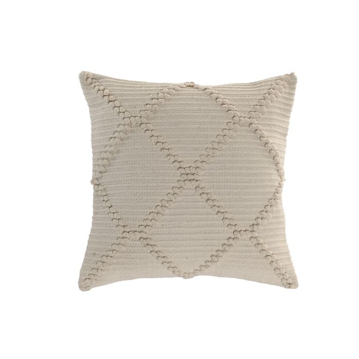 DKD Home Decor Cushions abril 25 natur a Cojín Boho Crudo de Algodón 45x45 cm hecho a mano con cremallera - Pack 2 Unidades