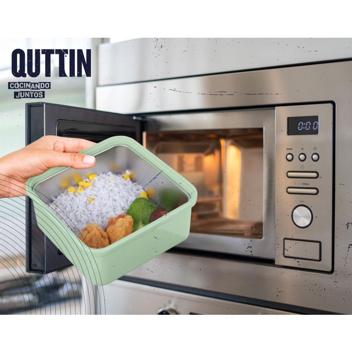 Quttin Fiambrera Ss para Microondas de 1500 ml, Recipiente de Almacenamiento de Alimentos 18 x 10 x 18 cm (6 Unidades) 4