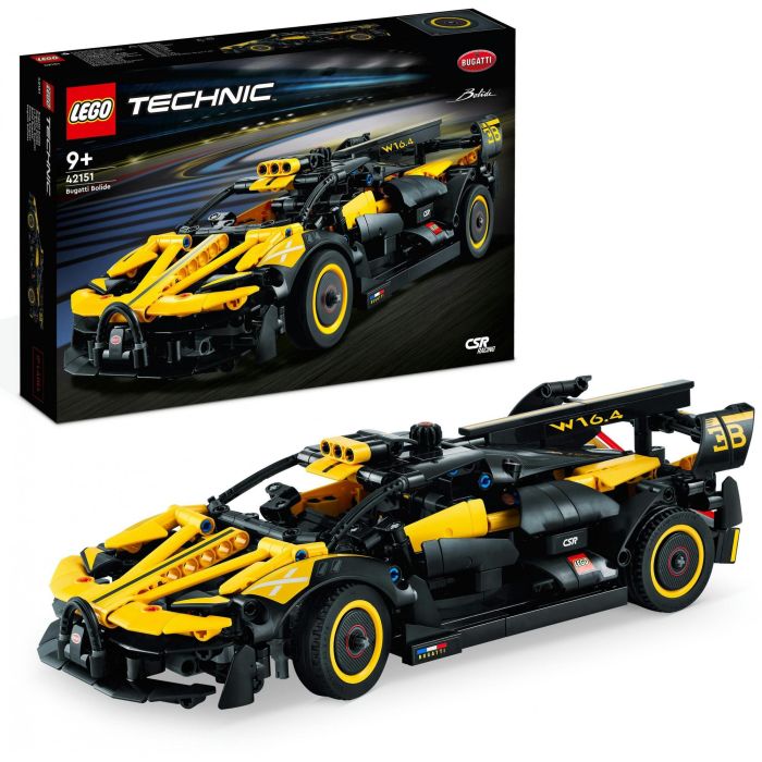 LEGO 42151 Bugatti Bolide Technic Coche de Carreras Amarillo/Negro con Motor W16, Dirección y Puertas de Tijera 2